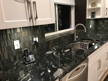 Kitchen Countertop and Backsplash Tiles Installation Maple Ridge by DMC Surfaces Outlet