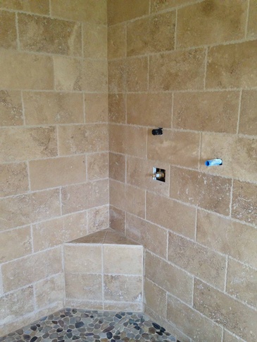 Bathroom Natural Stone Backsplash Tiles Installation Burnaby by DMC Surfaces Outlet