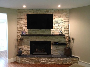 Natural Stone Wall Installation by DMC Surfaces Outlet - Flooring Store in Port Coquitlam