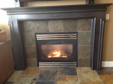 Natural Stone Tiles for Fireplace Hearth Installation by DMC Surfaces Outlet