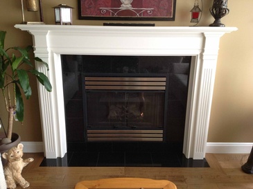 Modern Slate Hearth Installation by DMC Surfaces Outlet - Flooring Showroom in Port Coquitlam BC