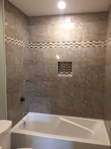 Brown Bathroom Backsplash Tiles Installation Langley by DMC Surfaces Outlet