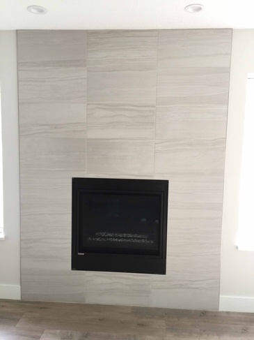 Ceramic Tiles around Hearth - Tiles Installation Langley by DMC Surfaces Outlet